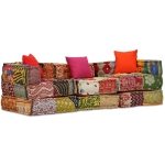 Set Divano Modulare 12 pz in Tessuto Motivo Patchwork