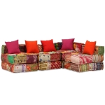 Set Divano Modulare 16 pz in Tessuto Motivo Patchwork