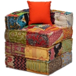 Set Divano Modulare 9 pz in Tessuto Motivo Patchwork