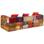Set Divano Modulare 12 pz in Tessuto Motivo Patchwork