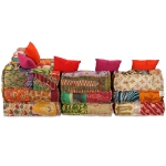 Set Divano Modulare 16 pz in Tessuto Motivo Patchwork