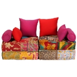 Set Divano Modulare 14 pz in Tessuto Motivo Patchwork