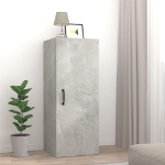 Mobile Pensile Muro Grigio Cemento 34,5x34x90 Legno Multistrato