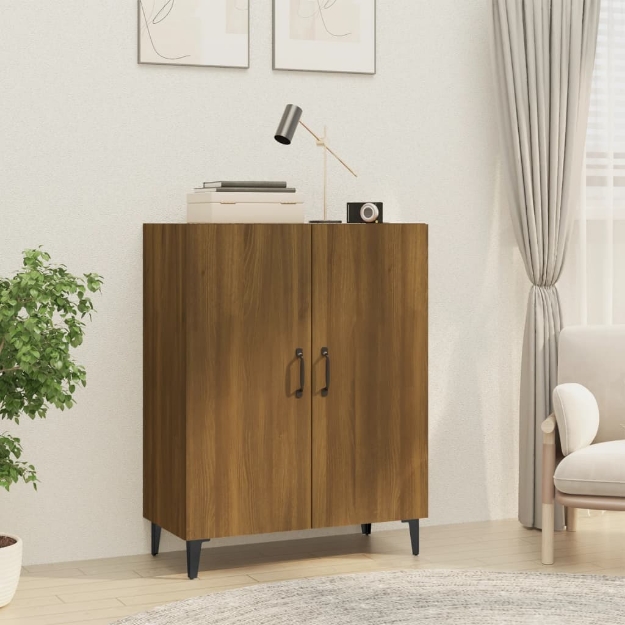 Credenza Rovere Marrone 70x34x90 cm in Legno Multistrato