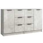 Credenze 2 pz Grigio Cemento 60x30x70 cm in Legno Multistrato