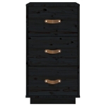 Comodino Nero 40x40x75 cm in Legno Massello di Pino