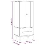 Armadio Marrone e Bianco 76,5x53x172 cm Legno Massello di Pino