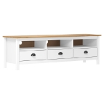 Mobile TV Hill Range Bianco 158x40x47 cm Legno Massello di Pino