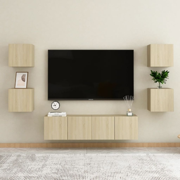 Set Mobile Porta TV 6 pz Rovere Sonoma in Truciolato