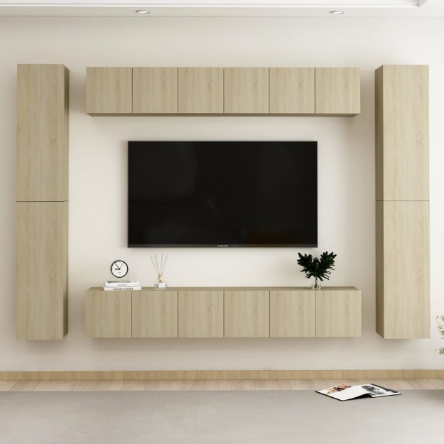 Set Porta TV 10 pz Rovere Sonoma in Truciolato