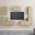 Set Porta TV 7 pz Rovere Sonoma in Truciolato