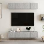 Mobili TV 4 pz Grigio Cemento 80x30x30 cm in Truciolato