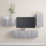 Set Porta TV 4 pz Grigio Cemento in Truciolato