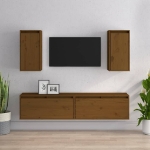 Mobili Porta TV 4 pz Miele in Legno Massello di Pino