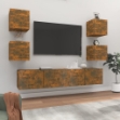 Set di Mobili Porta TV 6 pz Rovere Fumo in Legno Multistrato