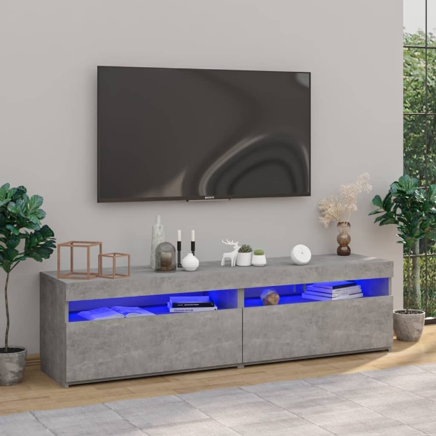 Mobili Porta TV con Luci LED 2 pz Grigio Cemento 75x35x40 cm