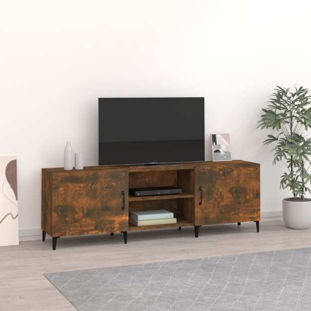 Mobile Porta TV Rovere Fumo 150x30x50 cm in Legno Multistrato