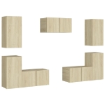 Set Porta TV 7 pz Rovere Sonoma in Truciolato