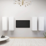 Mobili TV Bianco Lucido 4 pz 30,5x30x90 cm in Truciolato
