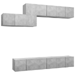 Set Porta TV 7 pz Grigio Cemento in Truciolato