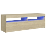 Mobile Porta TV con Luci LED Rovere Sonoma 120x35x40 cm