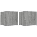 Armadietti TV Montati a Parete 2pz Grigio Sonoma 30,5x30x30 cm