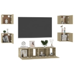 Set Mobile Porta TV 6 pz Rovere Sonoma in Truciolato