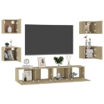 Set Porta TV 6 pz Rovere Sonoma in Truciolato