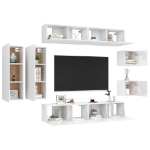 Set Mobili TV 8 pz Bianco Lucido in Truciolato