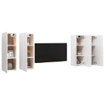 Mobili TV Bianco Lucido 4 pz 30,5x30x90 cm in Truciolato