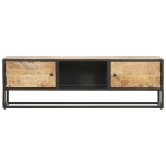 Mobile Porta TV con Anta Intagliata 130x30x40cm in Mango Grezzo