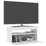 Mobile Porta TV con Luci LED Bianco Lucido 75x35x40 cm
