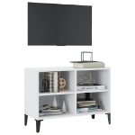 Mobile TV con Gambe in Metallo Bianco 69,5x30x50 cm