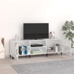 Mobile Porta TV Bianco Lucido 150x30x50 cm in Legno Multistrato