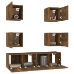 Set di Mobili Porta TV 6 pz Rovere Fumo in Legno Multistrato