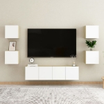 Armadietti a Parete per TV 4 pz Bianco e Rovere 30,5x30x30 cm