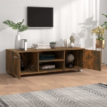 Mobile per TV Rovere Fumo 110x40x35 cm Legno Multistrato