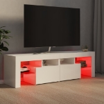 Mobile Porta TV con Luci LED Bianco Lucido 140x36,5x40 cm