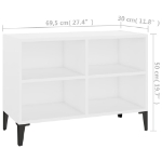 Mobile TV con Gambe in Metallo Bianco 69,5x30x50 cm