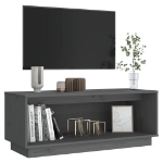 Mobile Porta TV Grigio 90x35x35 cm in Legno Massello di Pino