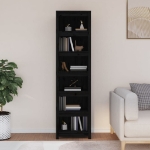 Libreria Nera 50x35x183 cm in Legno Massello di Pino