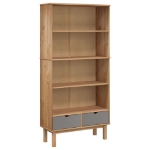 Libreria OTTA con 2 Cassetti Marrone e Grigio in Legno di Pino