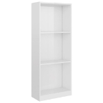 Libreria a 3 Ripiani Bianco Lucido 40x24x108 cm in Truciolato