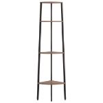 Scaffale Angolare 4 Livelli Marrone Scuro Nero 45,5x31,5x150cm
