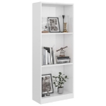 Libreria 3 Ripiani Bianco Lucido 40x24x108 cm Legno Multistrato