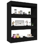 Libreria/Divisorio Nero 80x30x103 cm in Legno Multistrato