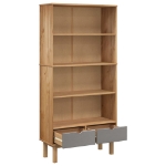 Libreria con 2 Cassetti Marrone e Grigia Legno Massello di Pino