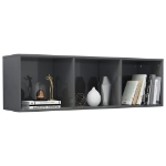 Libreria/Mobile TV Grigio Lucido 36x30x114 cm in Truciolato