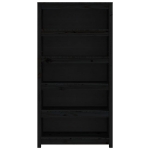 Libreria Nera 80x35x154 cm in Legno Massello di Pino