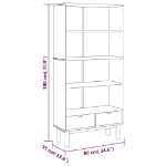 Libreria con 2 Cassetti Marrone e Grigia Legno Massello di Pino